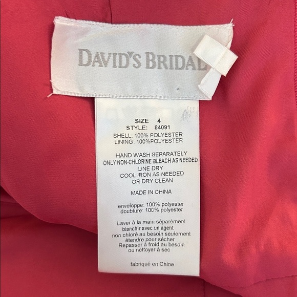 David's Bridal Raspberry Pink 80's Style Strapless Satin Prom Wedding Dress 4 - Picture 7 of 7